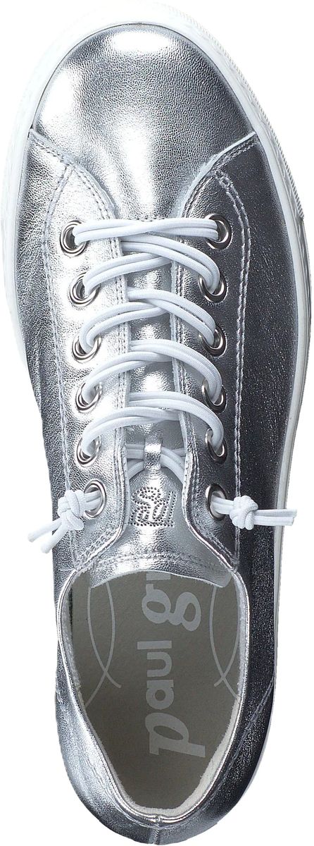Metallic Silberne Leder Low-Top Sneaker