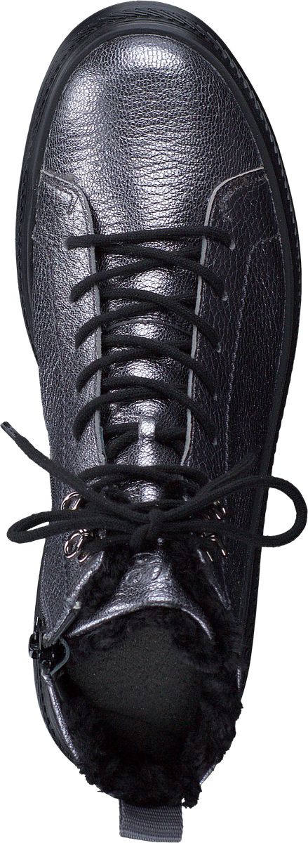 Metallic Leder Schnür-Stiefeletten