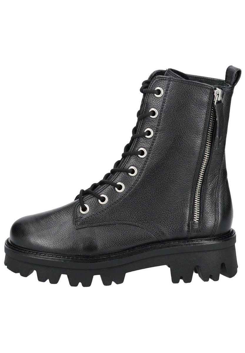 Leder Schnürstiefelette mit Reißverschluss