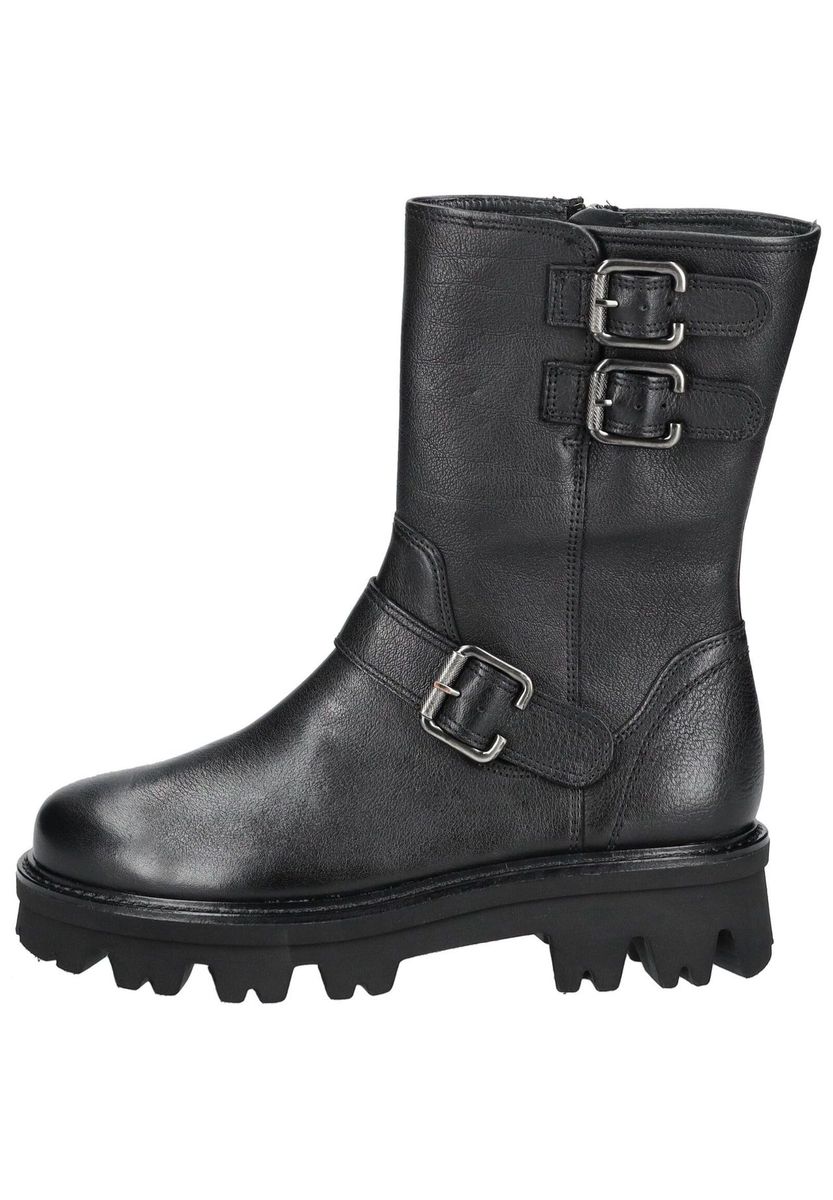 Damen Biker Boots aus Leder mit Schnallen