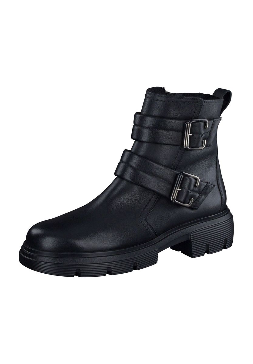 Schwarze Leder-Stiefeletten mit Schnallen