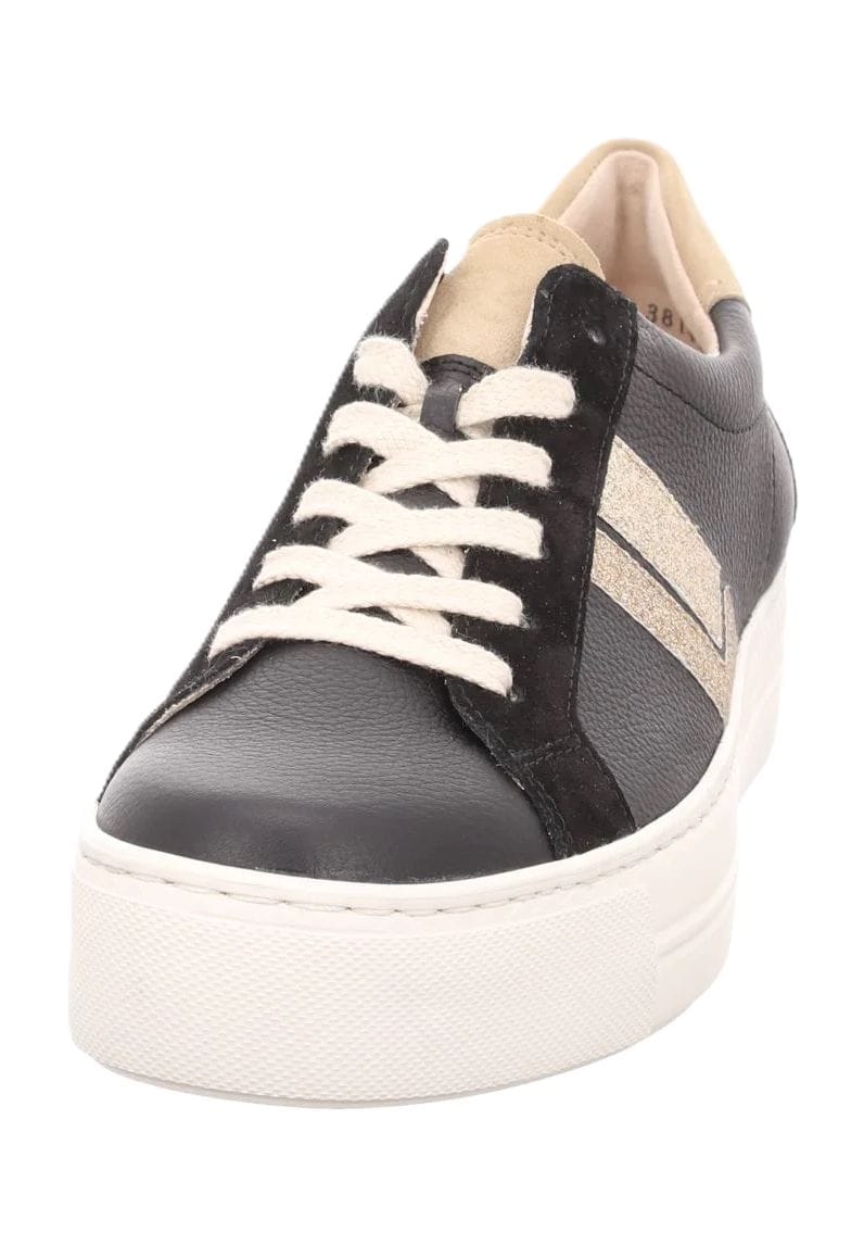 Damen Leder Plateau Sneaker mit Streifen