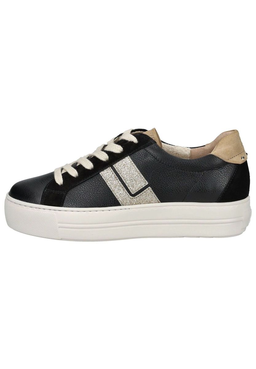 Damen Leder Plateau Sneaker mit Streifen