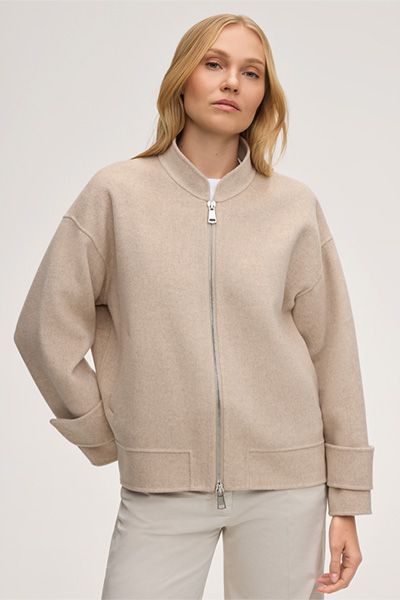 Marc Cain Doubleface Blousonjacke aus Wollmischung Beige mit Reißverschluss