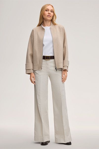 Marc Cain Doubleface Blousonjacke aus Wollmischung Beige mit Reißverschluss