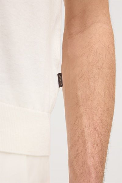 Joop! Cashmilo Ecru Strick-T-Shirt Cashmere- und Seidenmischung