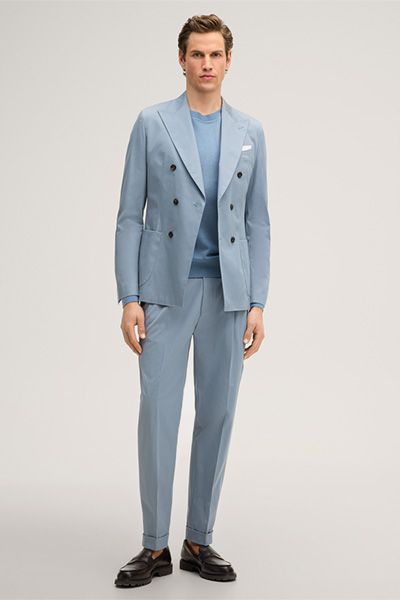 Windsor Nando Hellblauer Kaschmir-Seidenmischung Pullover mit Rundhalsausschnitt