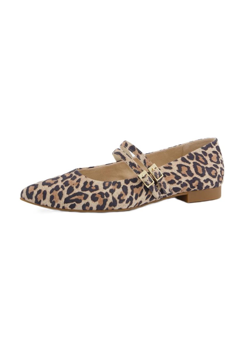 Mary Jane Ballerinas aus Leder mit Leopardenmuster