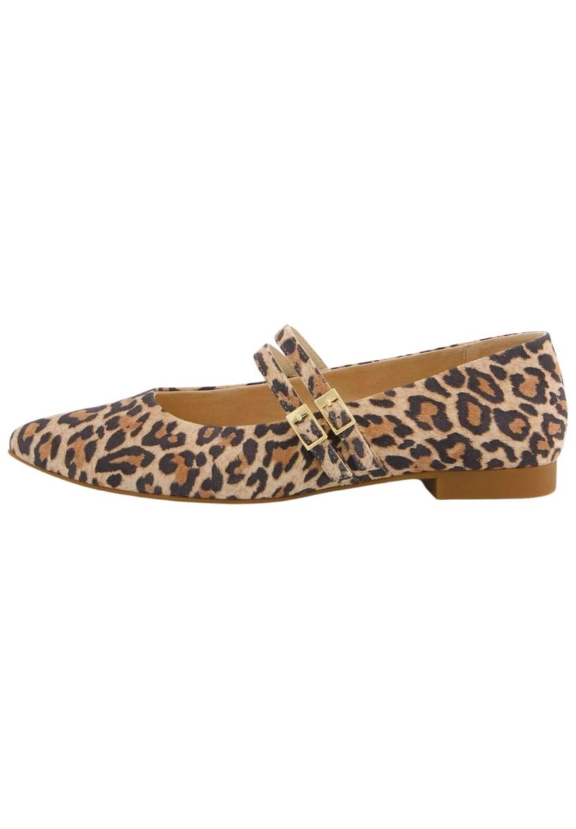 Mary Jane Ballerinas aus Leder mit Leopardenmuster