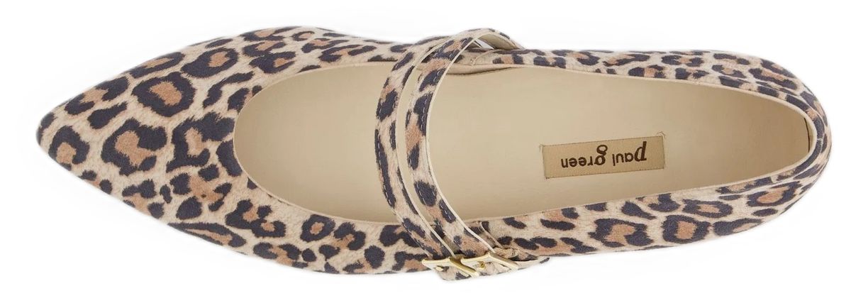 Mary Jane Ballerinas aus Leder mit Leopardenmuster