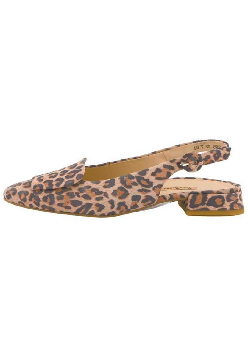 Slingback-Ballerinas aus Leder mit Leopardenmuster