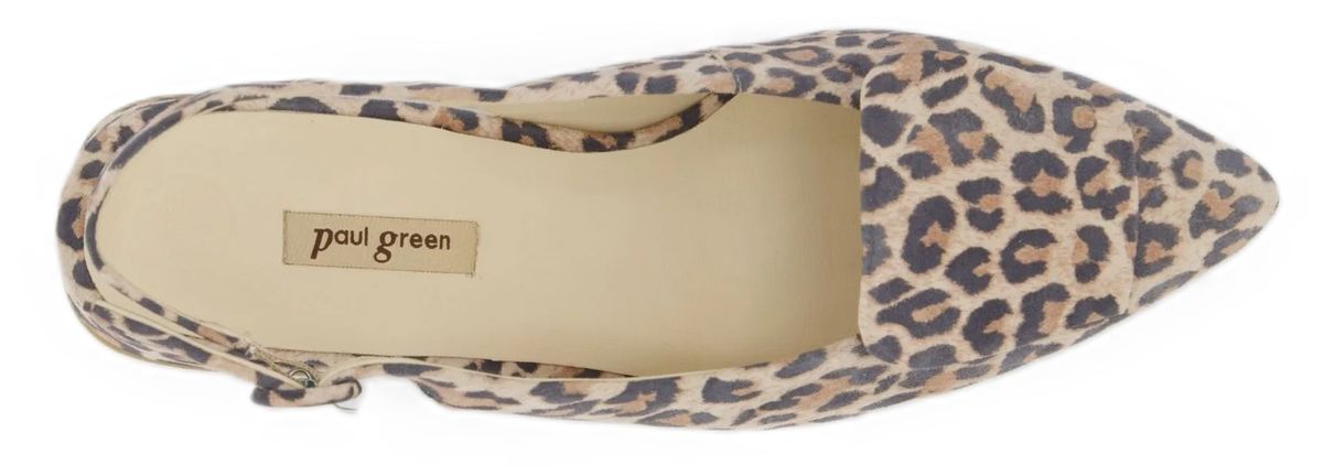 Slingback-Ballerinas aus Leder mit Leopardenmuster