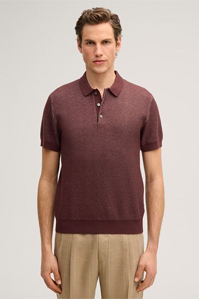 Cashmilo Baumwollmischung Poloshirt mit Kaschmir und Seide Bordeaux