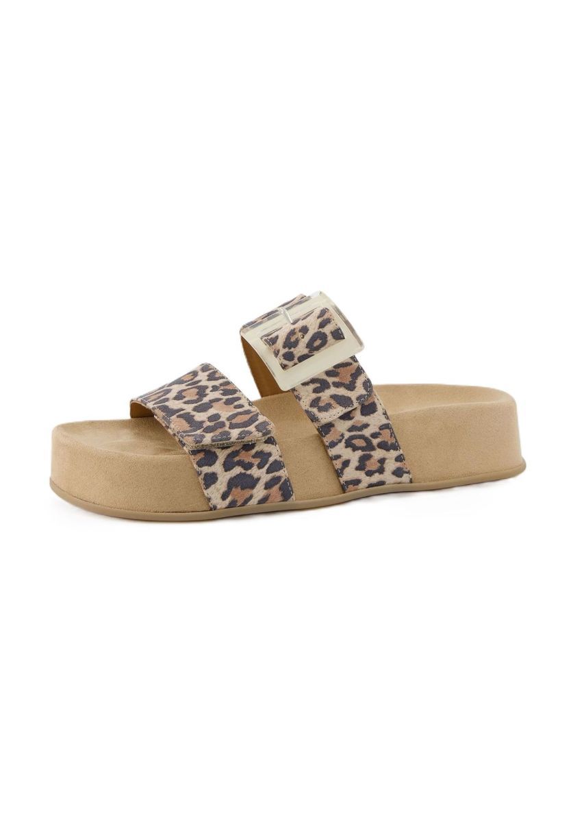 Leopard Print Doppelriemen Sandalen