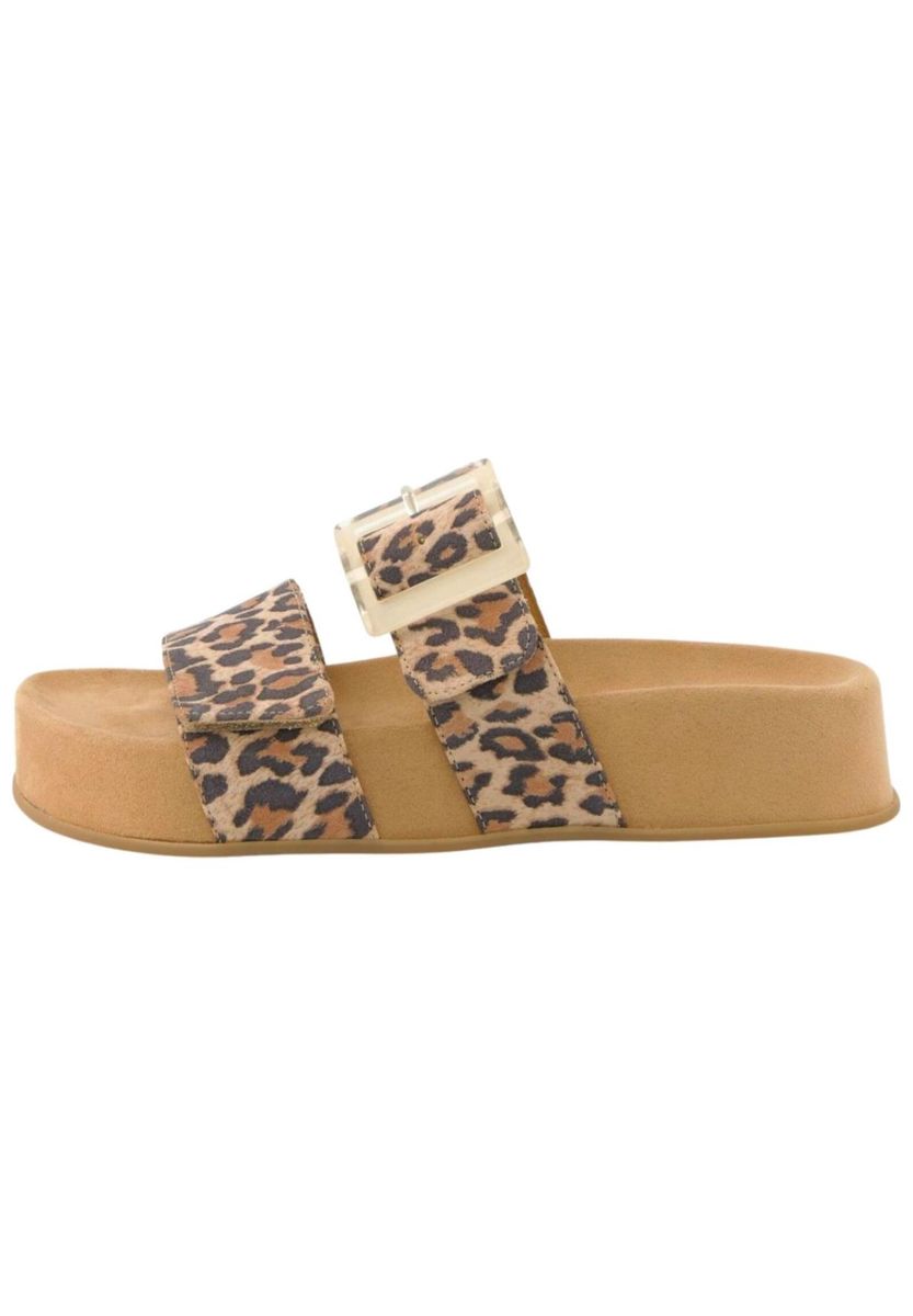 Leopard Print Doppelriemen Sandalen