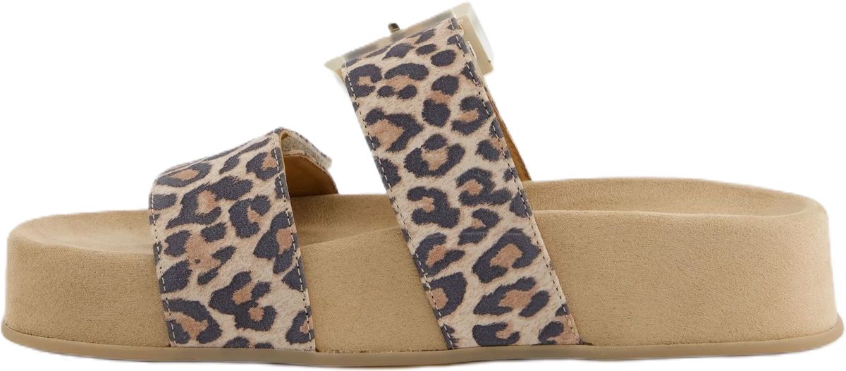 Leopard Print Doppelriemen Sandalen