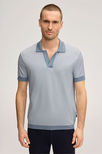 Windsor Florito Baumwoll-Polo-Shirt in Hellblau meliert