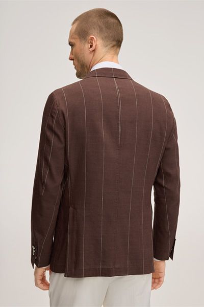 Windsor Salio Schurwoll-Leinen-Mix Bordeaux Rot Nadelstreifen Doppelreiher