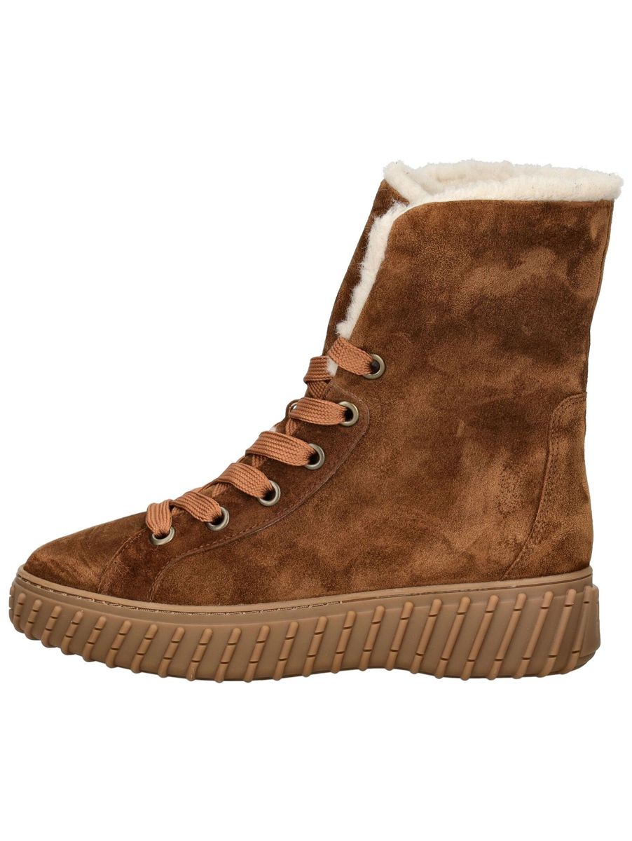 Wildleder Schnürstiefelette mit Kunstfell