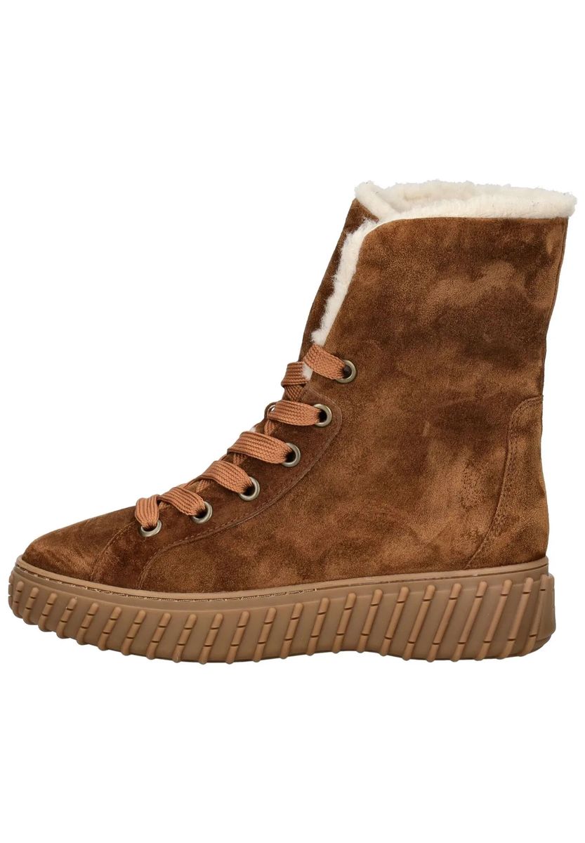 Wildleder Schnürstiefelette mit Kunstfell