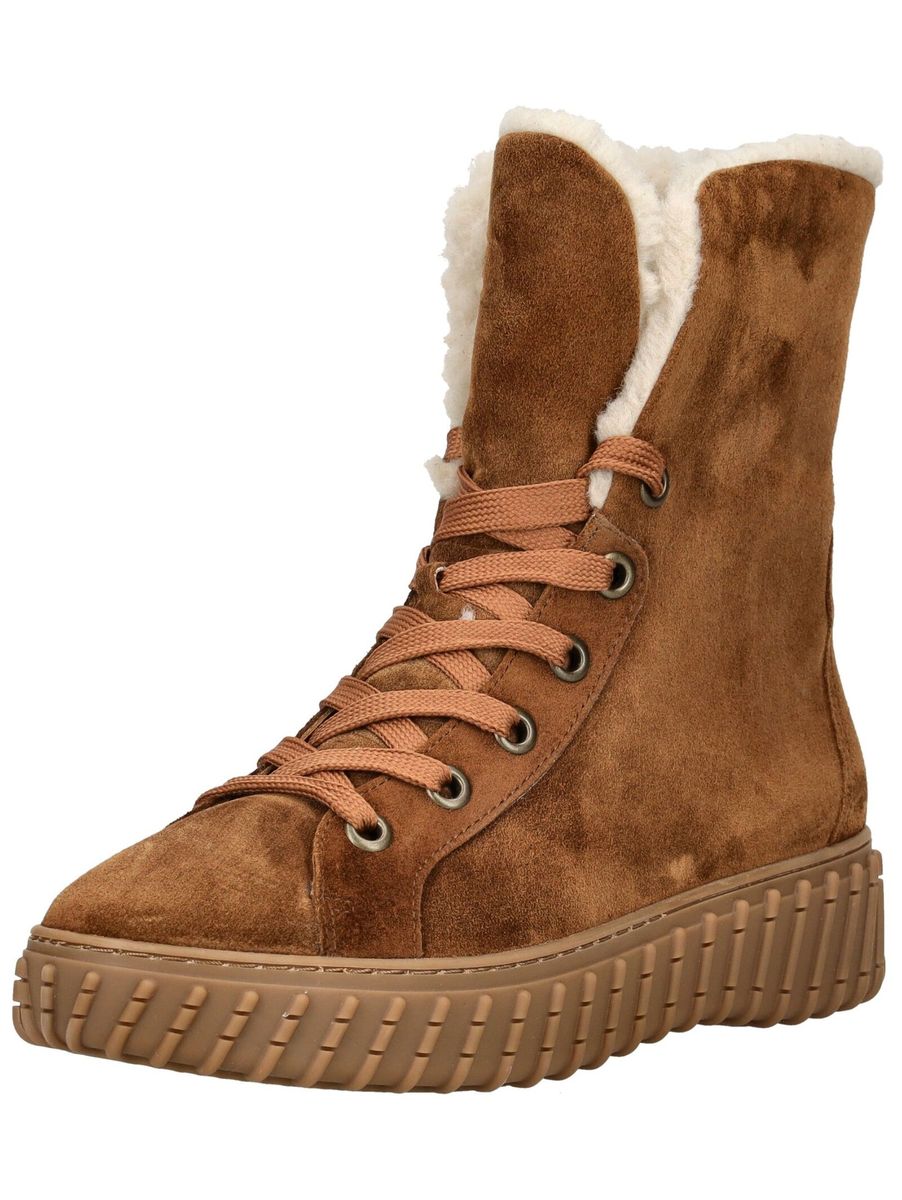 Wildleder Schnürstiefelette mit Kunstfell