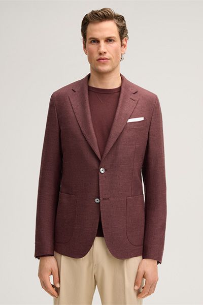 Windsor Bordeaux Rotes Wollmischungsblazer mit Leinen und Seide