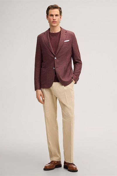 Windsor Bordeaux Rotes Wollmischungsblazer mit Leinen und Seide