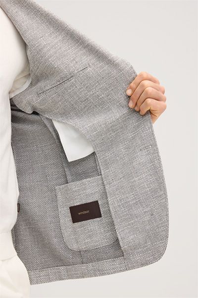 Windsor Giro Grau Meliert Leinenmischung Blazer Zwei-Knopf