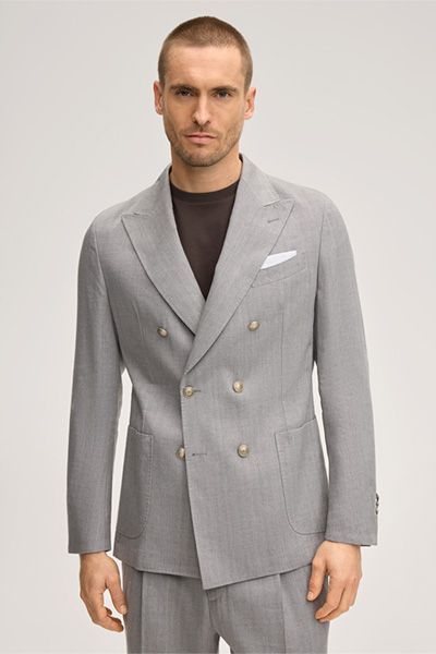 Windsor Salio Grauer Woll-Leinen-Mix Doppelreihiger Blazer
