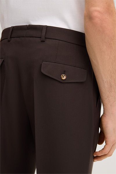 Mango Wollmischung Bundfaltenhose Francos in Braun