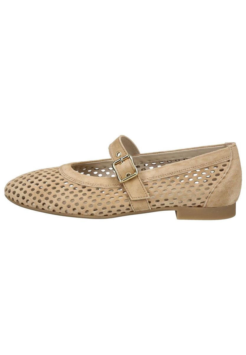 Perforierte beige Mary Jane Ballerinas