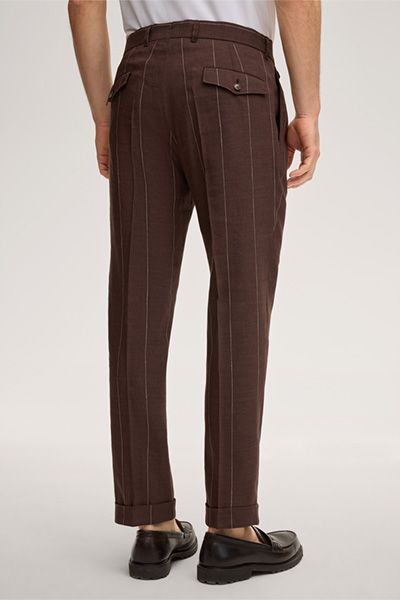 Masons Bordeaux Wollmischung Nadelstreifen Plisseehose Leinendetails