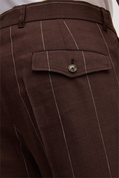 Masons Bordeaux Wollmischung Nadelstreifen Plisseehose Leinendetails