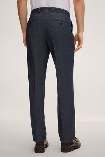 Fynch-Hatton Faso Dunkelblaue Denim-Hose mit Bundfalten