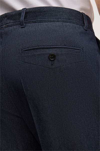 Fynch-Hatton Faso Dunkelblaue Denim-Hose mit Bundfalten