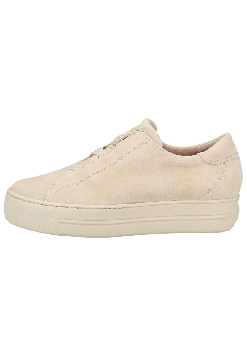 Beige Wildleder Plateau Schlupf-Sneakers