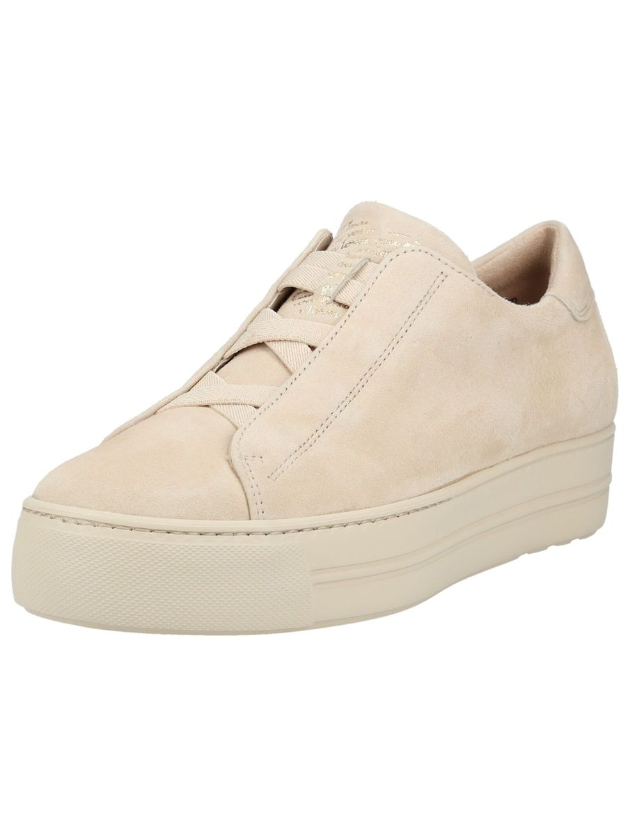Beige Wildleder Plateau Schlupf-Sneakers