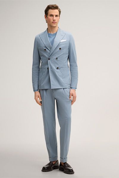 Sapo Hellblaue Bundfaltenhose aus Baumwollmischung mit Aufschlägen