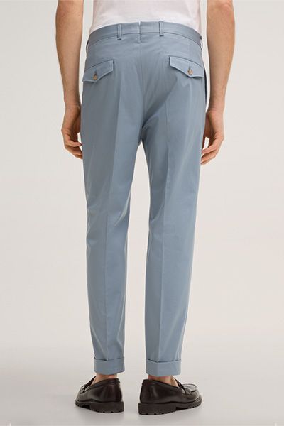 Sapo Hellblaue Bundfaltenhose aus Baumwollmischung mit Aufschlägen