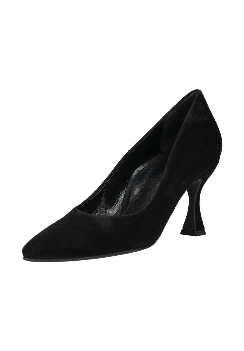 Klassische schwarze Wildleder Pumps mit spitzer Zehenpartie
