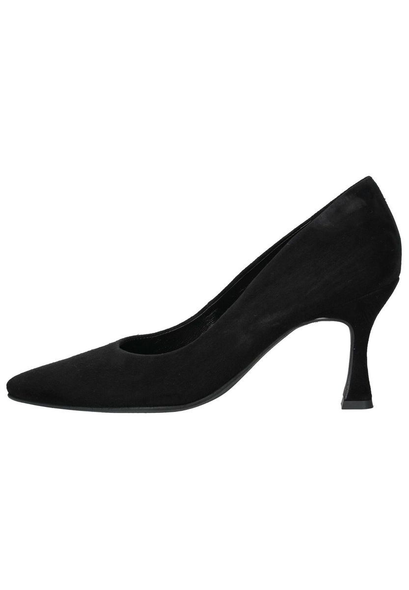 Klassische schwarze Wildleder Pumps mit spitzer Zehenpartie