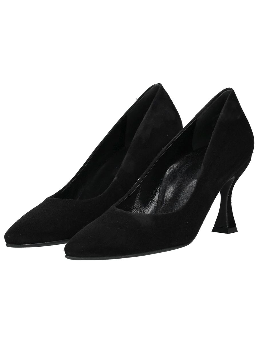Klassische schwarze Wildleder Pumps mit spitzer Zehenpartie