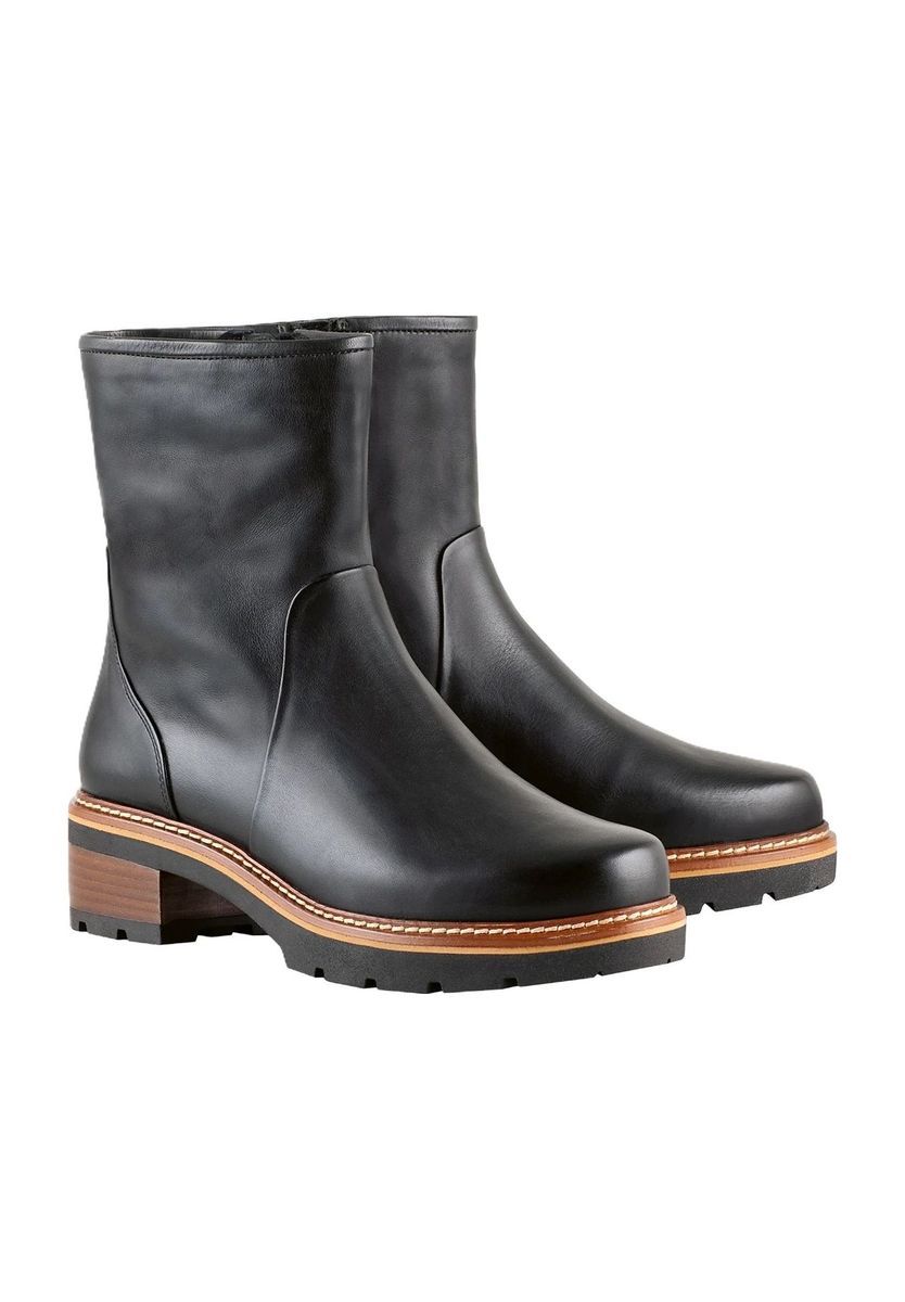 Leder-Stiefeletten mit Blockabsatz