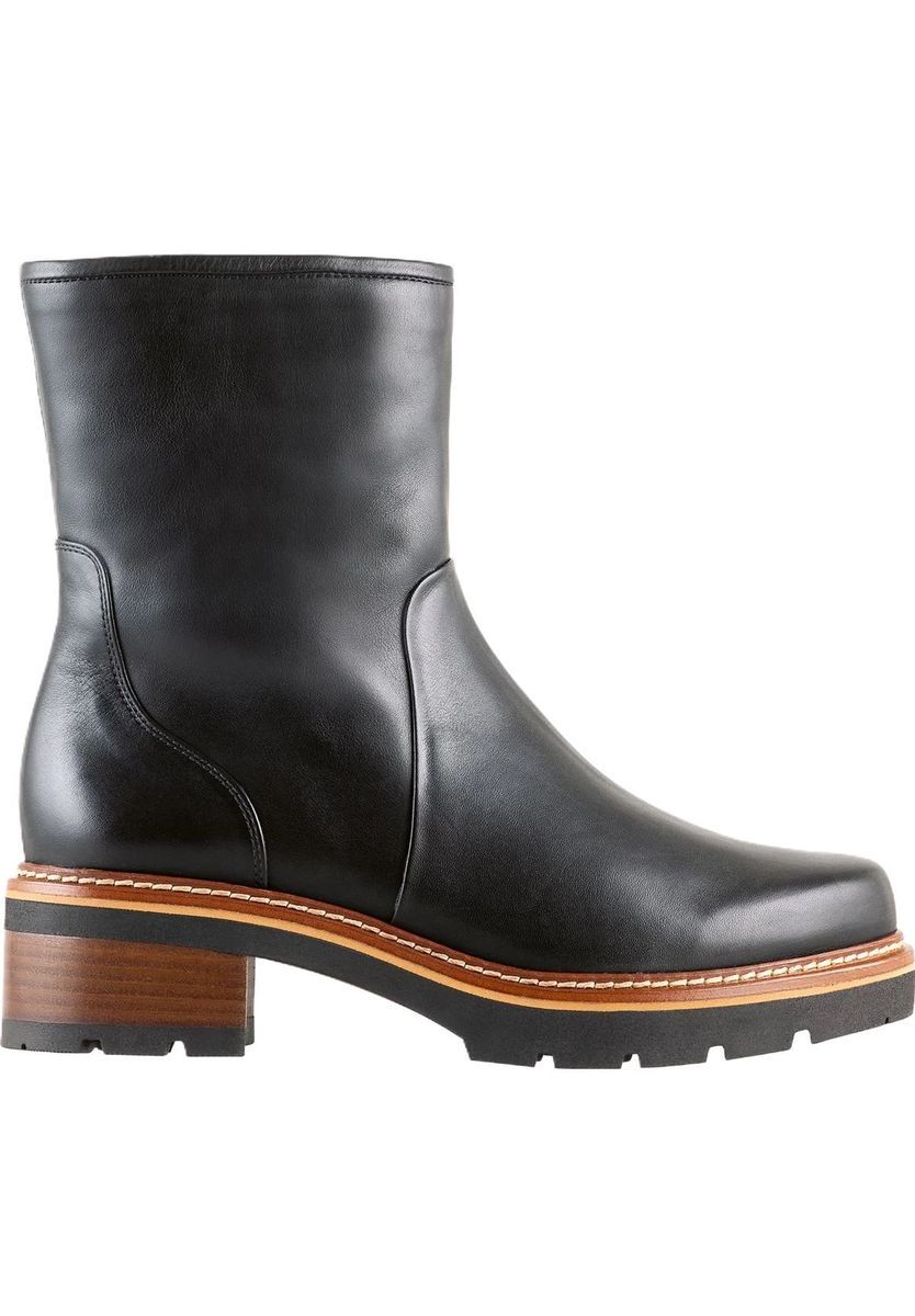 Leder-Stiefeletten mit Blockabsatz