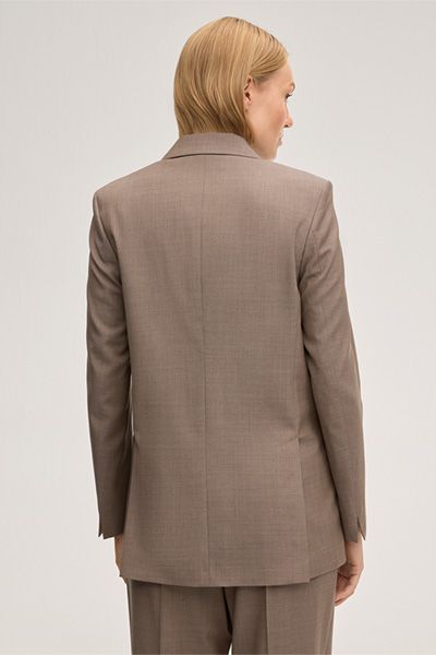 Estrato Woll-Doppelreiher-Blazer in Taupe mit steigendem Revers