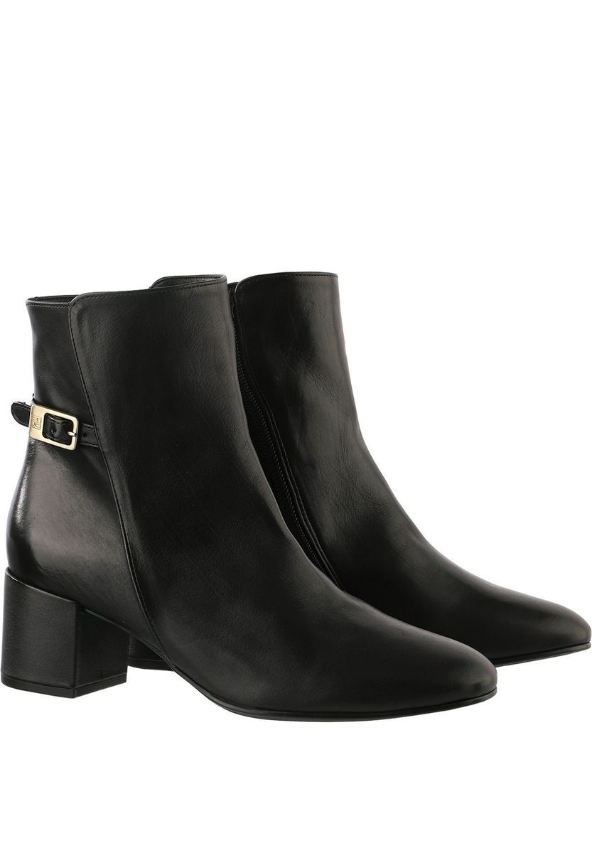 Elegante Leder-Stiefeletten mit Blockabsatz