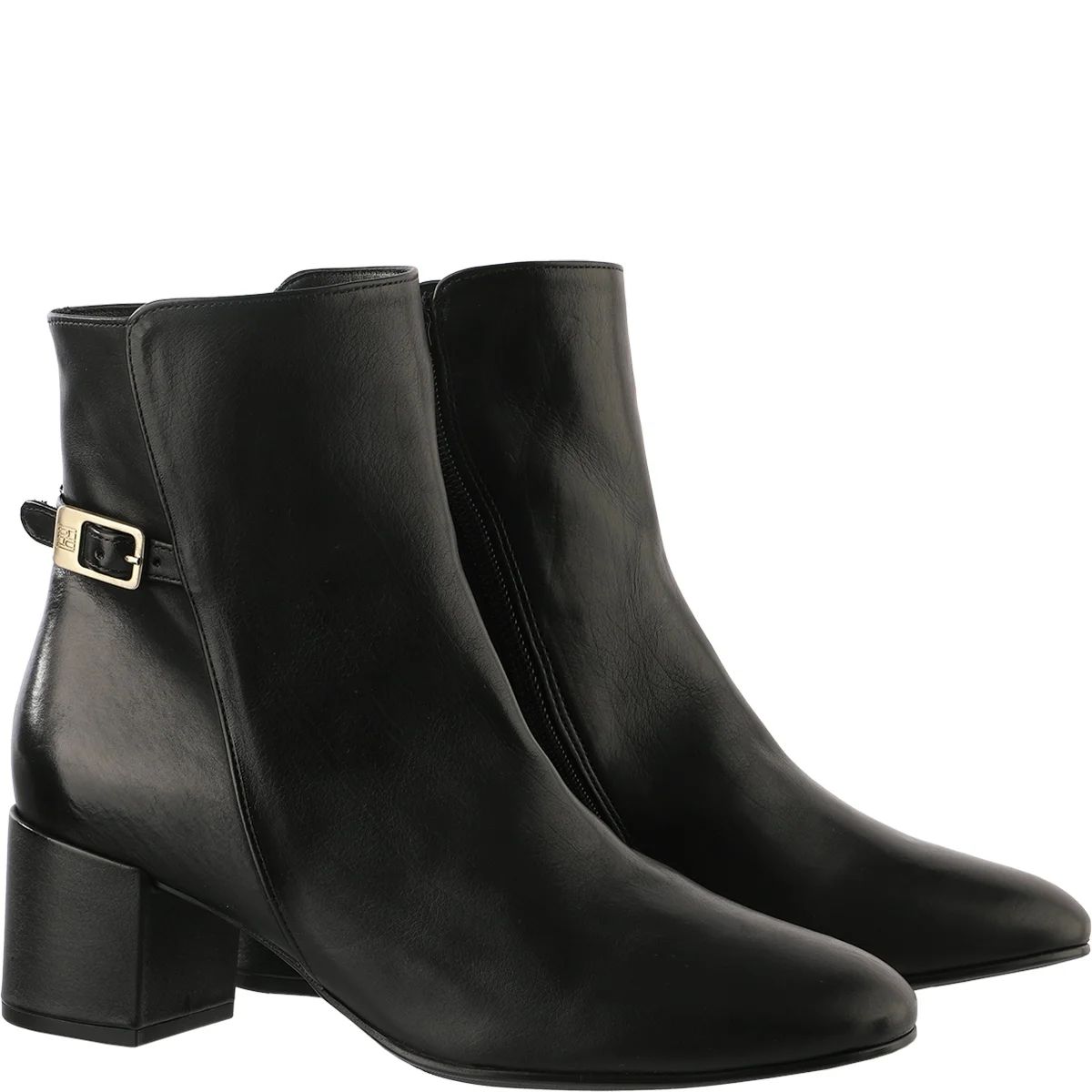 Elegante Leder-Stiefeletten mit Blockabsatz