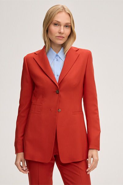 Estrato Schurwoll-Twill-Blazer in Rot, einreihiger Knopfverschluss