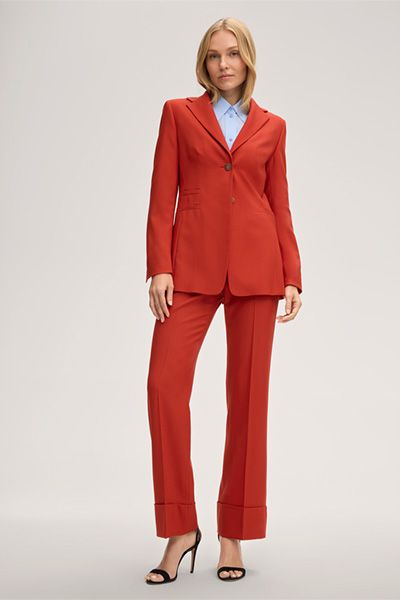 Estrato Schurwoll-Twill-Blazer in Rot, einreihiger Knopfverschluss