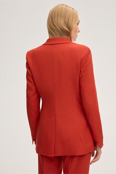Estrato Schurwoll-Twill-Blazer in Rot, einreihiger Knopfverschluss